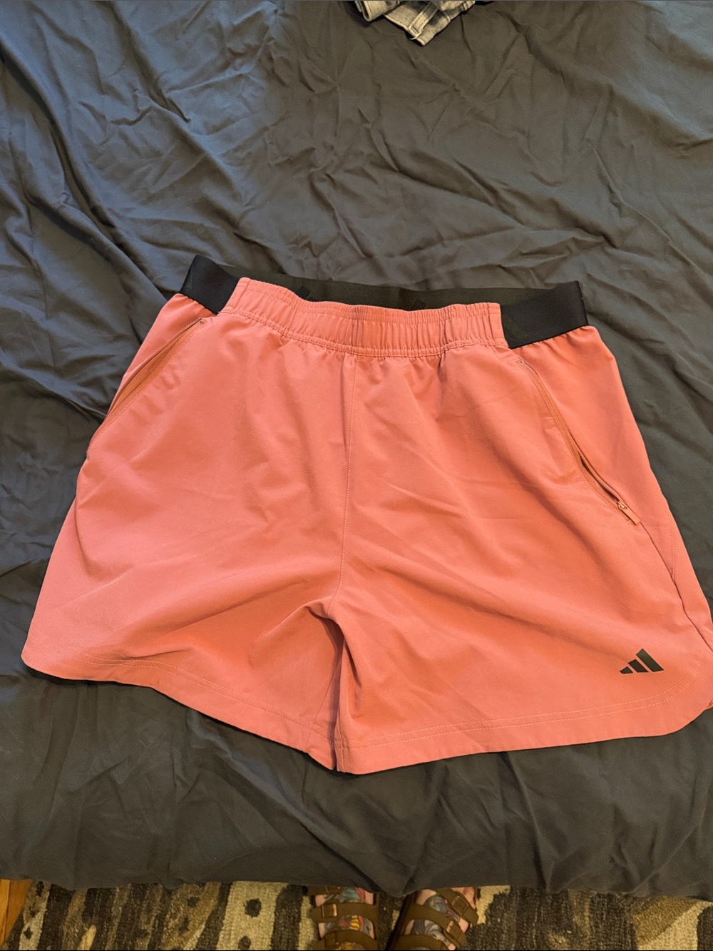 adidas Coral Pink Women's Training Shorts with Black Waistband